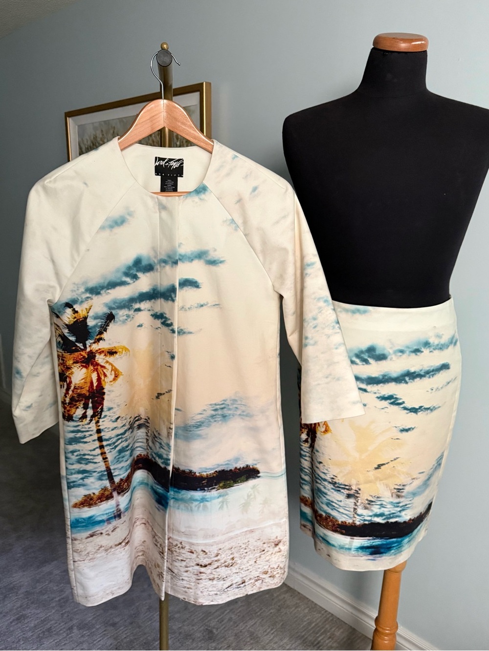 Vintage Lord & Taylor Tropical Beach 2 Piece Skirt Set Size 6